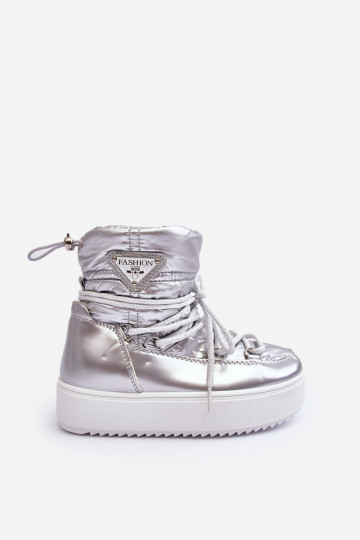 Warm Lace Up Snow Boots Silver Colina 2