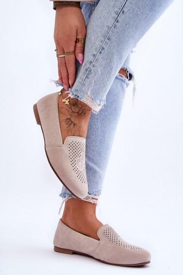 Suede Comfortable Loafers Beige Giovana 2