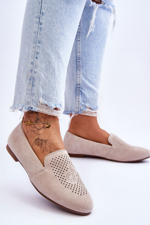 Suede Comfortable Loafers Beige Giovana