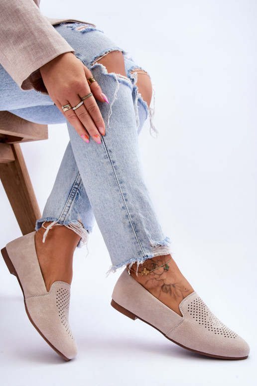 Suede Comfortable Loafers Beige Giovana