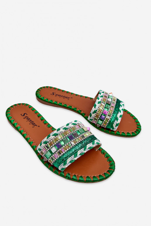 Women's Embellished Slippers Green Bellisa Women's Embellished Slippers Green Bellisa