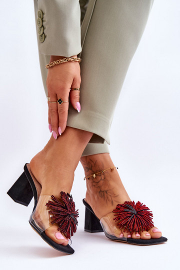 Fashionable Transparent High Heel Slippers S.Barski KV-AP658-1 Black 2