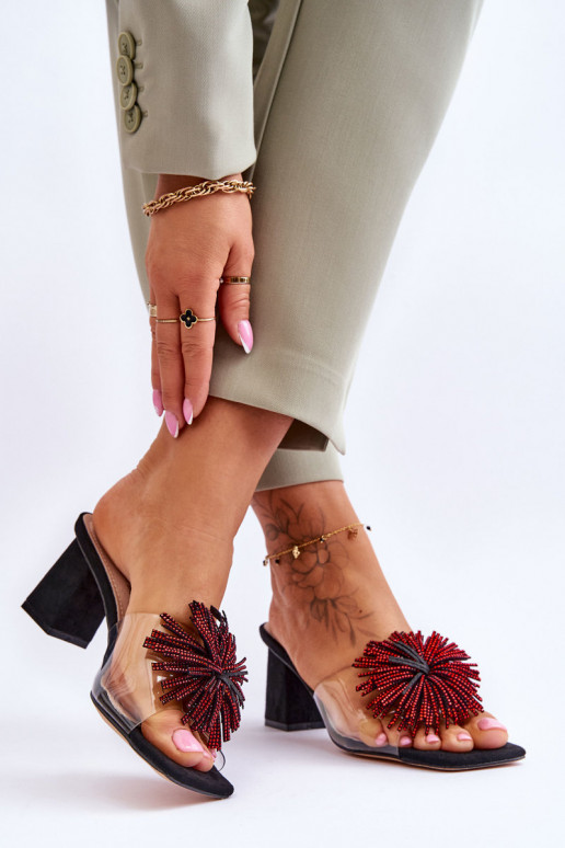 Fashionable Transparent High Heel Slippers S.Barski KV-AP658-1 Black Fashionable Transparent High Heel Slippers S.Barski KV-AP658-1 Black