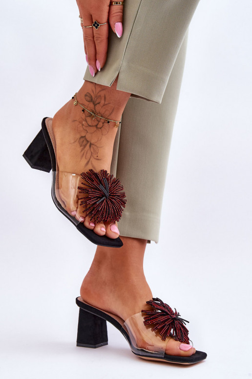Fashionable Transparent High Heel Slippers S.Barski KV-AP658-1 Black Fashionable Transparent High Heel Slippers S.Barski KV-AP658-1 Black