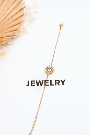 Steel Bracelet With Circle And Zircons Gold 2