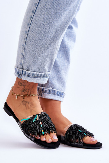 Women's Slippers With Fashionable Decorations S.Barski KV-576-4 Black 2