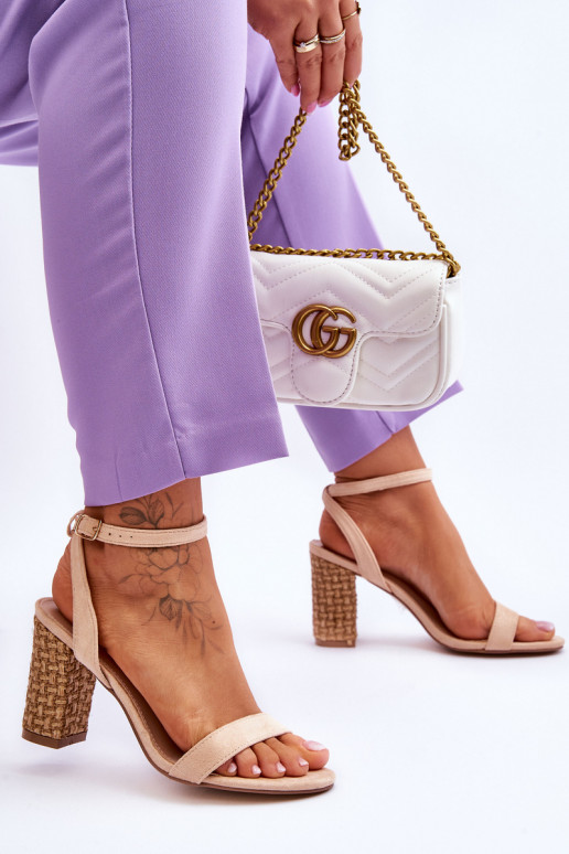 Suede Sandals On A Braided Heel Beige Selila