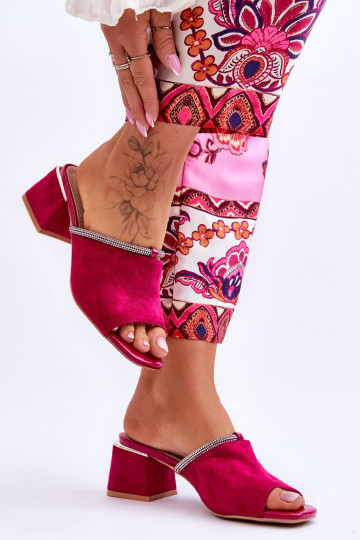 Suede High Heel Slippers S.Barski KV-612-2 Fuchsia 2