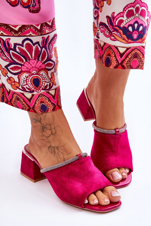 Suede High Heel Slippers S.Barski KV-612-2 Fuchsia Suede High Heel Slippers S.Barski KV-612-2 Fuchsia