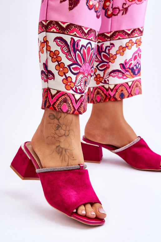 Suede High Heel Slippers S.Barski KV-612-2 Fuchsia Suede High Heel Slippers S.Barski KV-612-2 Fuchsia