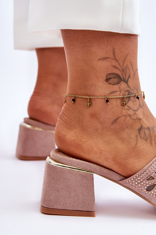 S.Barski Mesh Heeled Slippers KV-612-1 Nude S.Barski Mesh Heeled Slippers KV-612-1 Nude