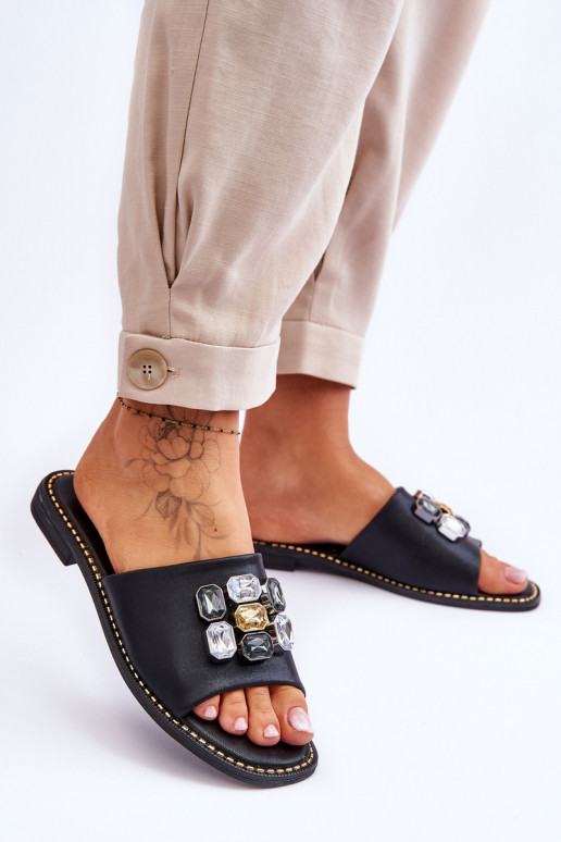 Women's Sandals With Stones S.Barski KV-2775-31 Black Women's Sandals With Stones S.Barski KV-2775-31 Black