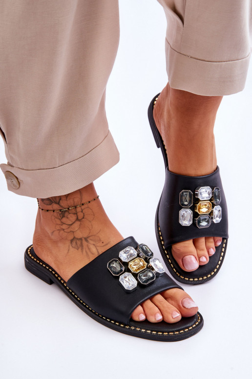Women's Sandals With Stones S.Barski KV-2775-31 Black Women's Sandals With Stones S.Barski KV-2775-31 Black