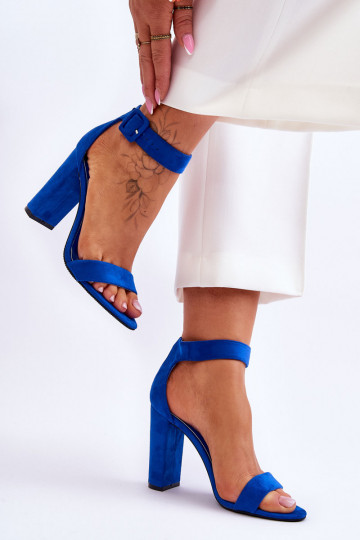 Suede High Heels Sandals Blue Jacqueline 2