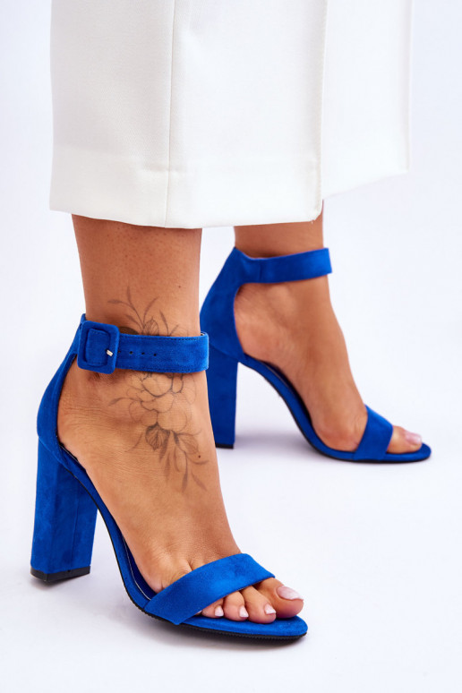 Suede High Heels Sandals Blue Jacqueline