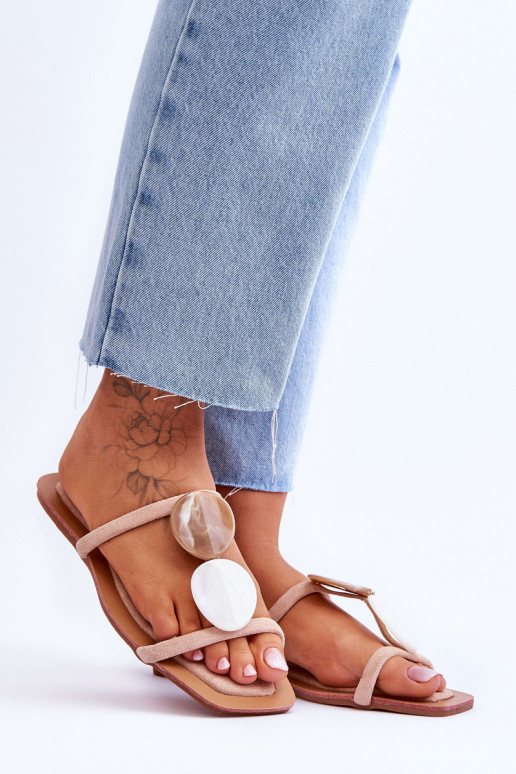 Embellished Suede Slippers Nude Victoria Embellished Suede Slippers Nude Victoria