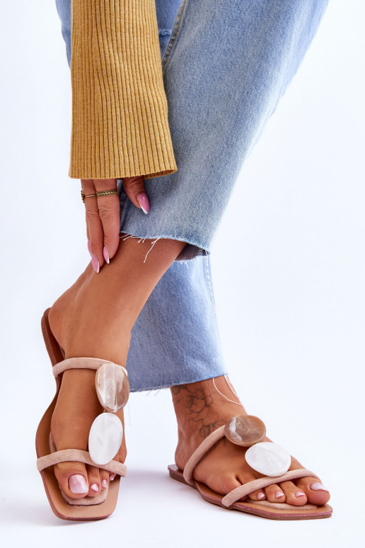 Embellished Suede Slippers Nude Victoria Embellished Suede Slippers Nude Victoria