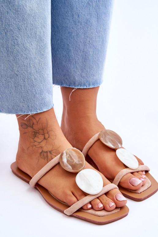 Embellished Suede Slippers Nude Victoria Embellished Suede Slippers Nude Victoria
