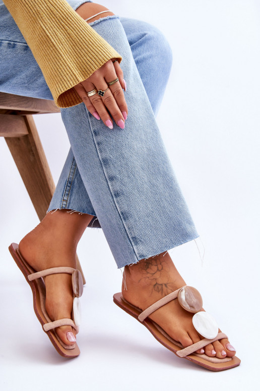 Embellished Suede Slippers Nude Victoria Embellished Suede Slippers Nude Victoria