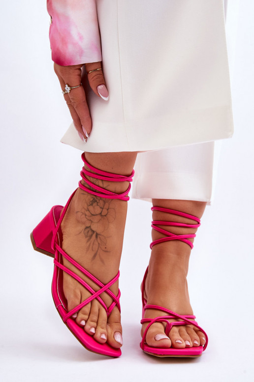 Tied Sandals With High Heels Pink Secret Love Tied Sandals With High Heels Pink Secret Love