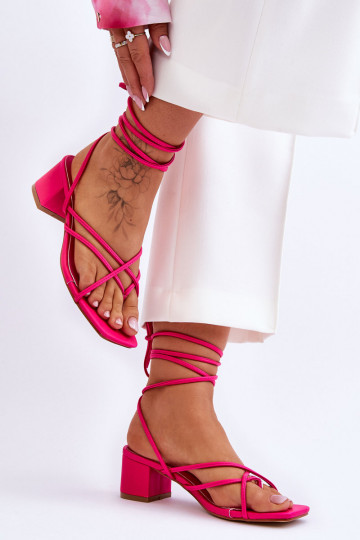 Tied Sandals With High Heels Pink Secret Love 2