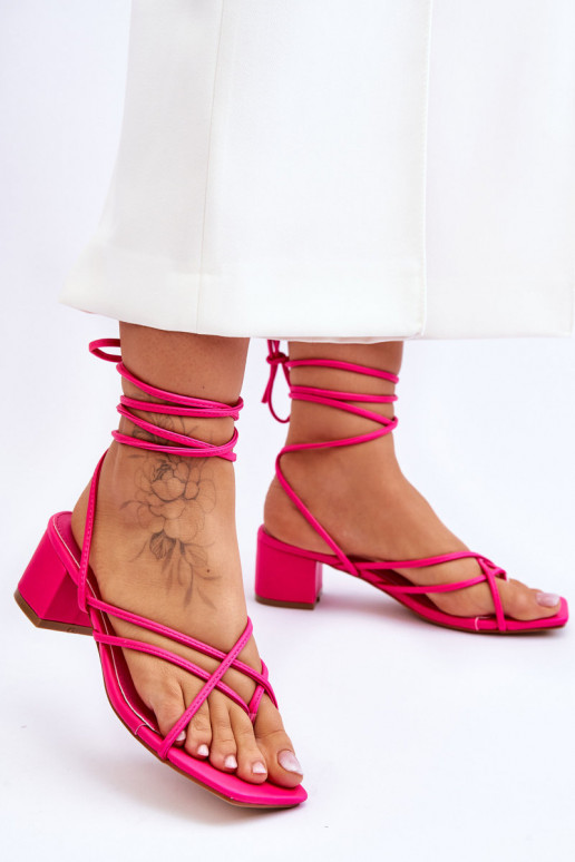 Tied Sandals With High Heels Pink Secret Love Tied Sandals With High Heels Pink Secret Love