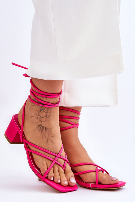 Tied Sandals With High Heels Pink Secret Love Tied Sandals With High Heels Pink Secret Love