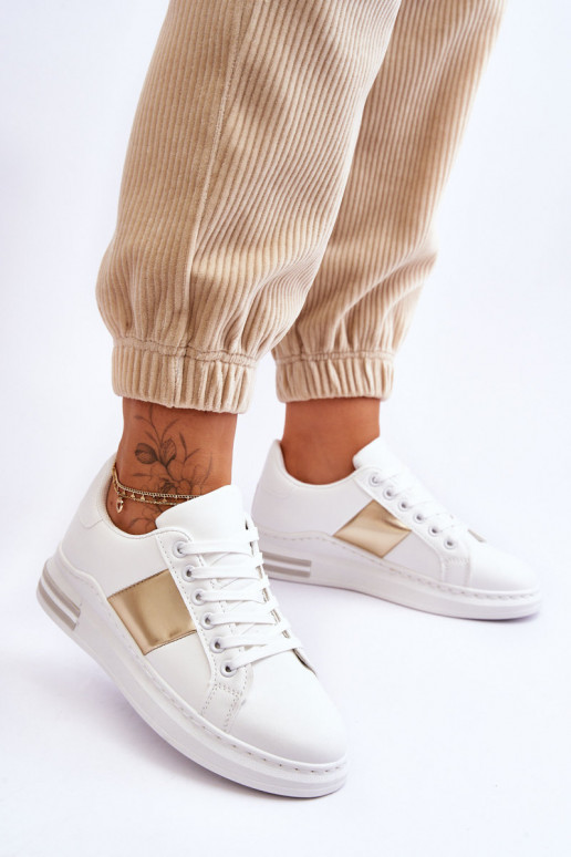 Classic Sports Shoes White and Gold Follow Me