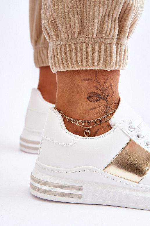 Classic Sports Shoes White and Gold Follow Me