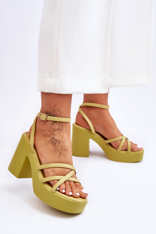 Fashionable High Heels Sandals With Straps Lime Shemira Fashionable High Heels Sandals With Straps Lime Shemira