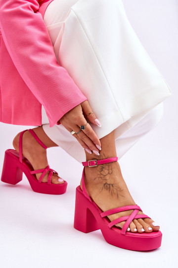 Fashionable High Heels Sandals With Straps Fuchsia Shemira 2