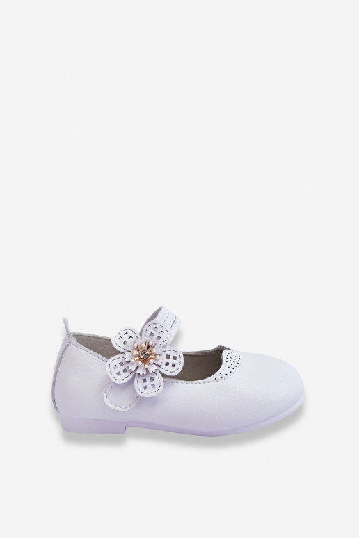 Children's Leather Ballerinas With Flower White Cobi Children's Leather Ballerinas With Flower White Cobi