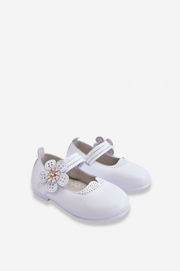 Children's Leather Ballerinas With Flower White Cobi 2