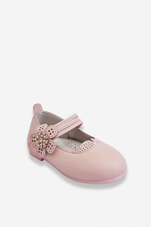 Children's Leather Ballerinas With Flower Pink Cobi Children's Leather Ballerinas With Flower Pink Cobi