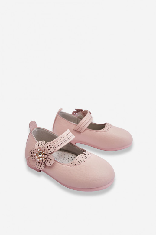 Children's Leather Ballerinas With Flower Pink Cobi Children's Leather Ballerinas With Flower Pink Cobi