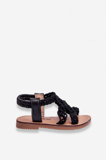 Children's Braided Slip-on Sandals Black Tracy 2