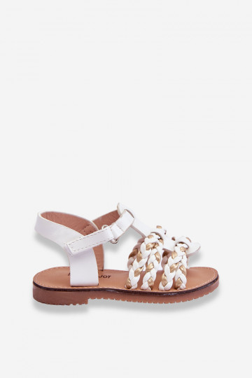Children's Velcro Sandals With Stripes White Sammy 2