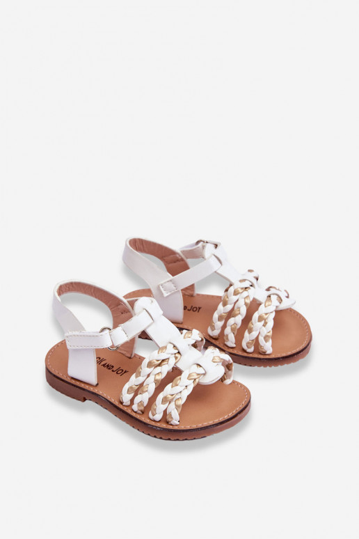 Children's Velcro Sandals With Stripes White Sammy Children's Velcro Sandals With Stripes White Sammy