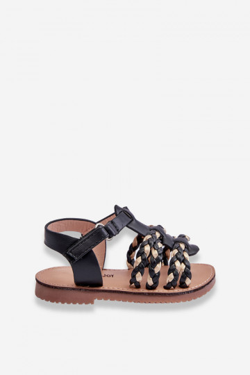 Children's Velcro Sandals With Stripes Black Sammy 2