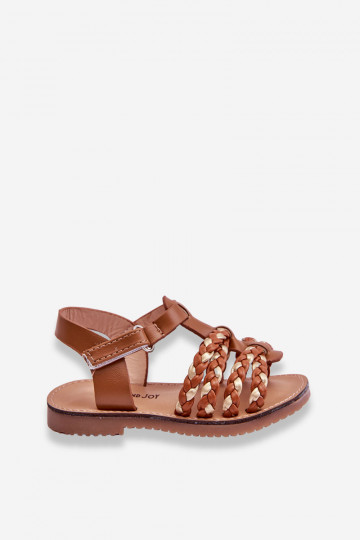 Children's Velcro Sandals With Stripes Brown Sammy 2