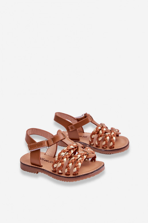 Children's Velcro Sandals With Stripes Brown Sammy Children's Velcro Sandals With Stripes Brown Sammy