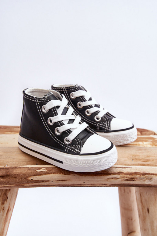 Children's Leather High Sneakers Black and white Marney Children's Leather High Sneakers Black and white Marney