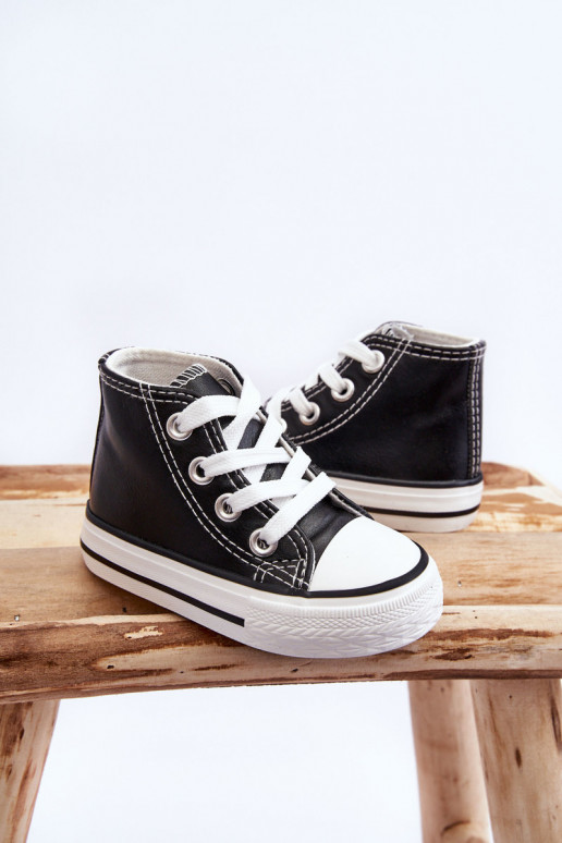 Children's Leather High Sneakers Black and white Marney Children's Leather High Sneakers Black and white Marney