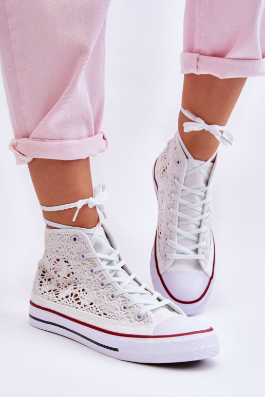 Women's Lace High Sneakers White Cornella Women's Lace High Sneakers White Cornella
