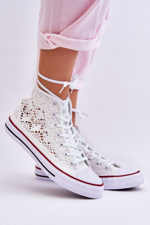 Women's Lace High Sneakers White Cornella Women's Lace High Sneakers White Cornella