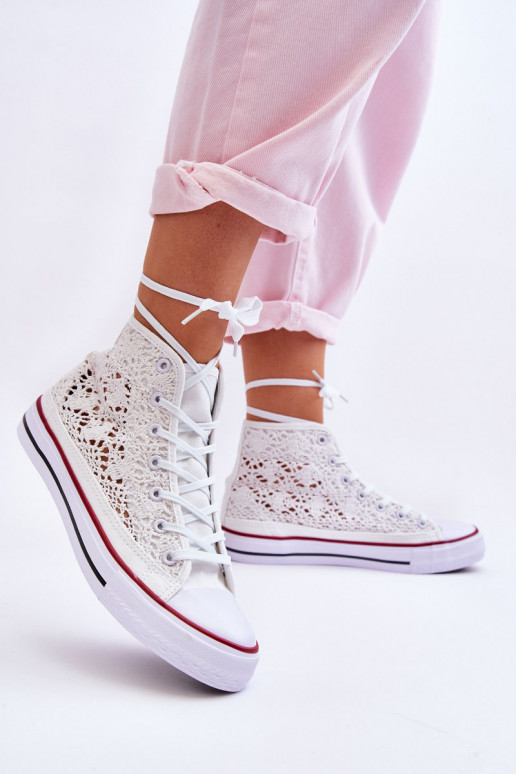 Women's Lace High Sneakers White Cornella Women's Lace High Sneakers White Cornella