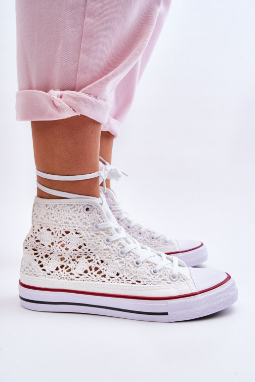 Women's Lace High Sneakers White Cornella Women's Lace High Sneakers White Cornella