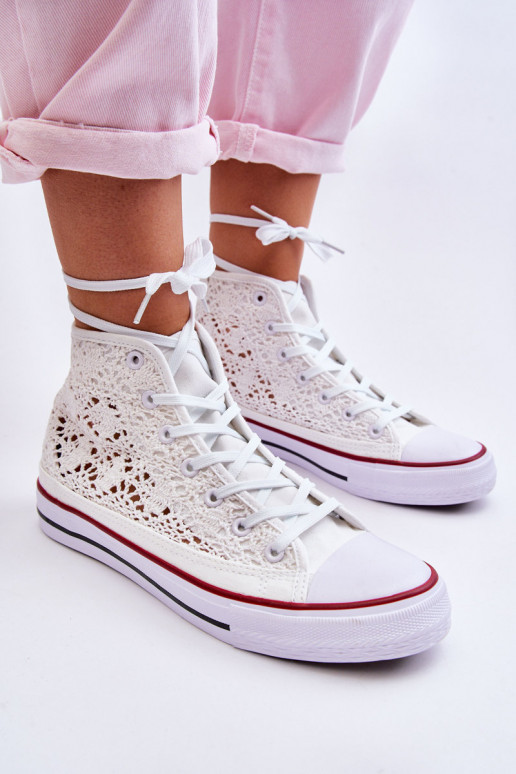Women's Lace High Sneakers White Cornella Women's Lace High Sneakers White Cornella