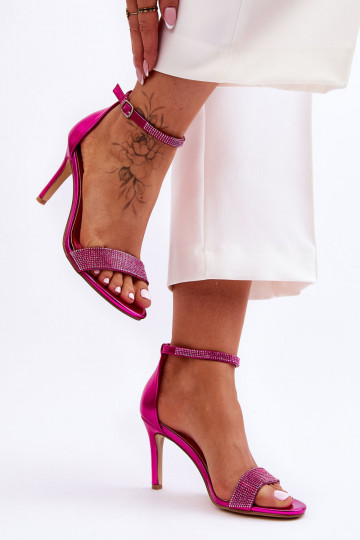 Women's Sandals On A High Heel With Rhinestones Fuchsia Perfecto 2