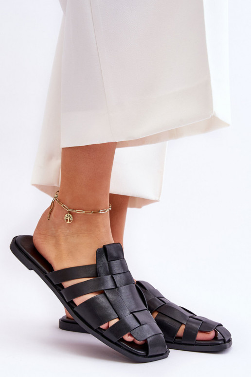 Women's Striped Slippers Black Reyna